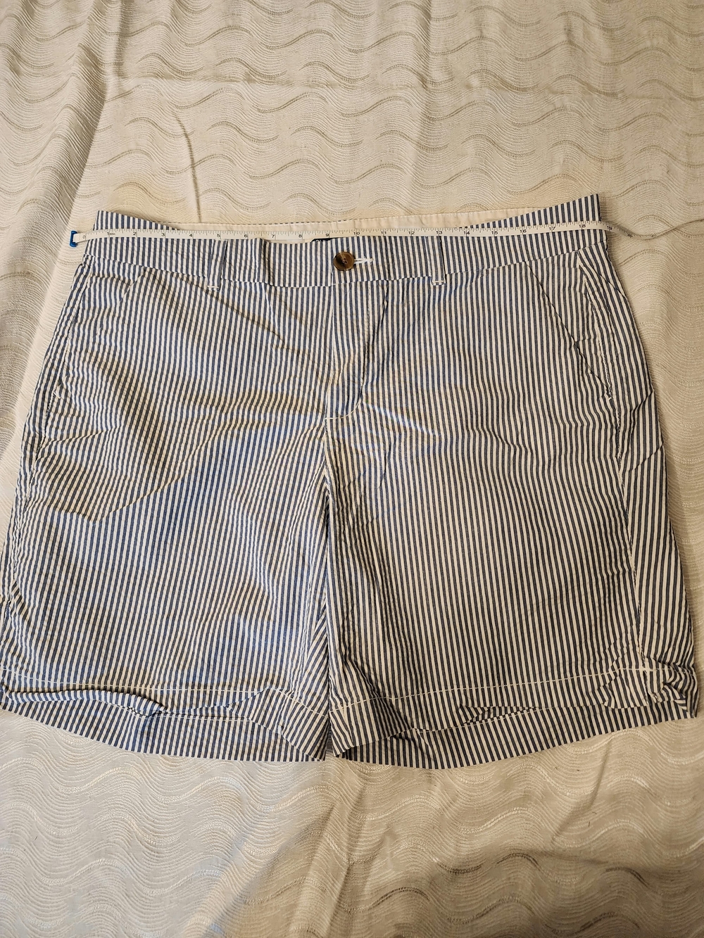 Old Navy Blue and White Striped Bermuda Shorts
